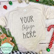 Laughing Giraffe-LS Bubble Romper-Oatmeal-Christmas